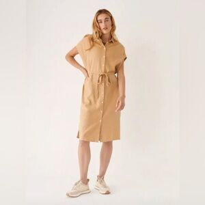 Frank and Oak linen blend midi dress converts to bike friendly billowy shorts